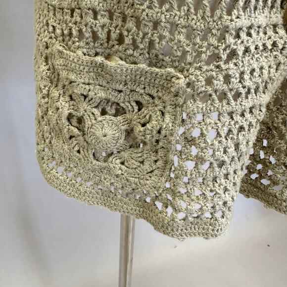 90s Koret crochet green sweater vest button up oversized boxy Size Medium - Picture 6 of 15